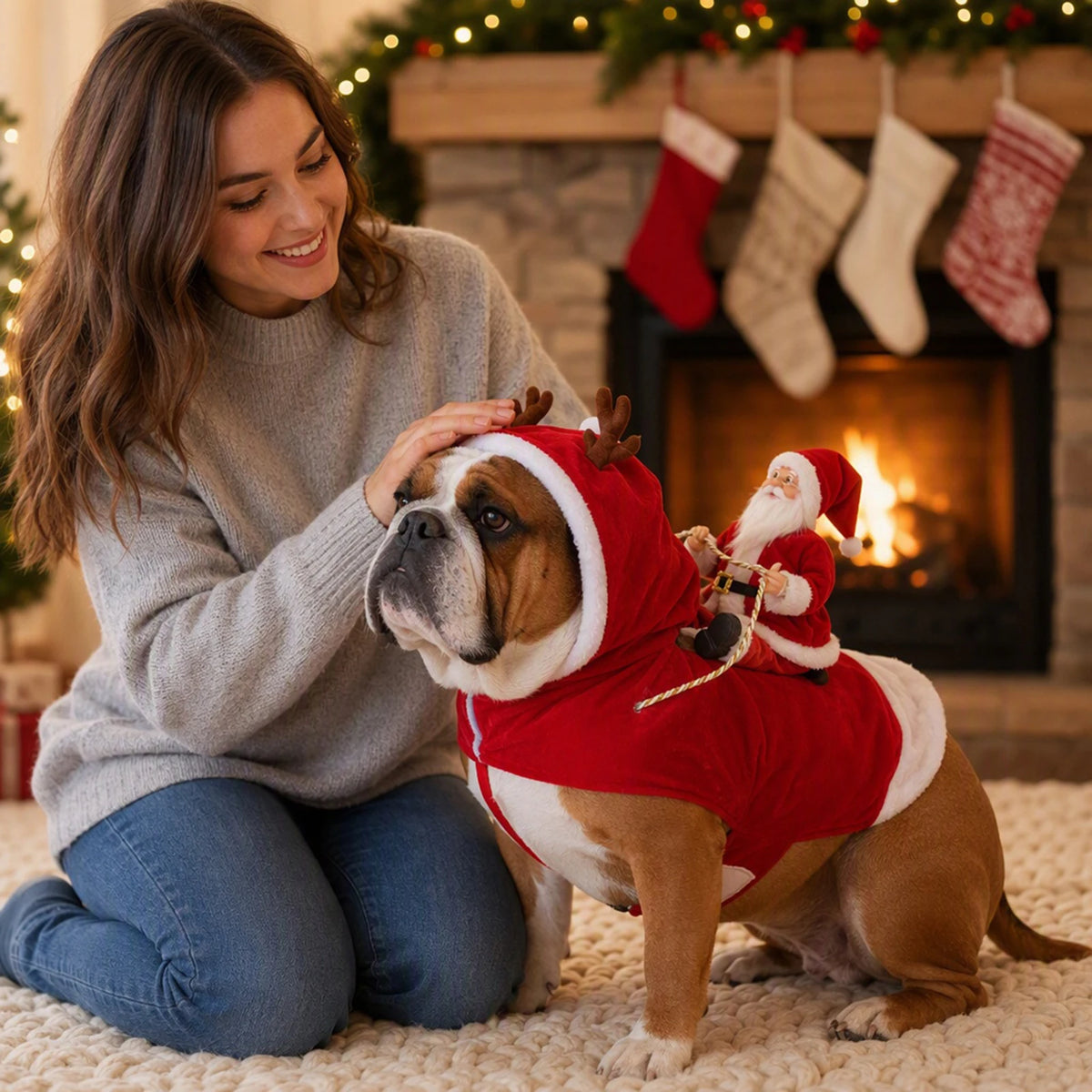 Festive Santa Rider Pet Costume