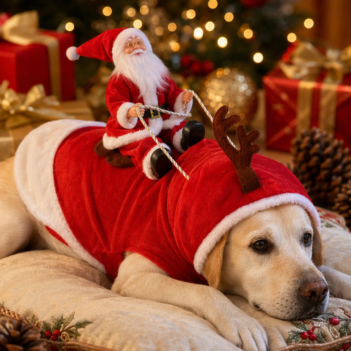 Festive Santa Rider Pet Costume